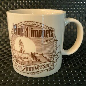 Pier 1 Imports 20th Anniversary Ceramic Coffee Mug Cup With Nautical Print
